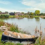 Garden lake at The Grain Barn, Tibberton, Gloucestershire